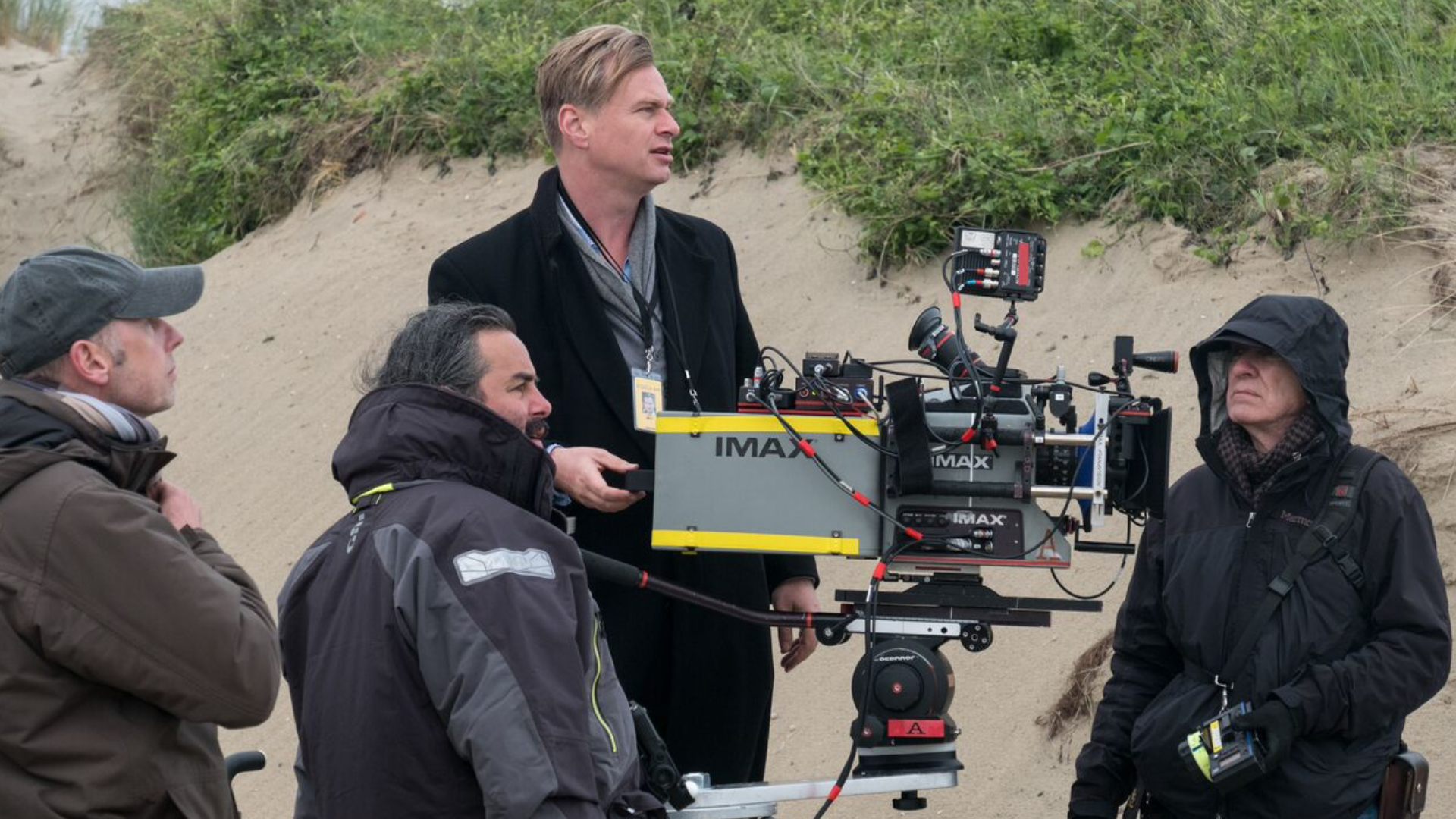 Christopher Nolan on the sets of Dunkirk (2017).