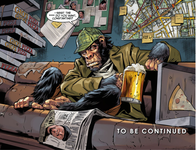 jusitice league dark movie detective chimp drinking beer