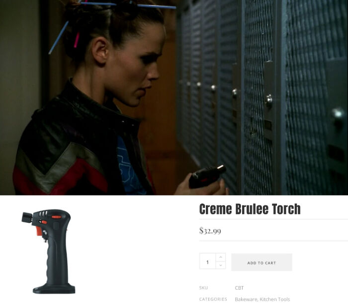 The specialized locker cutting tool in Alias (2005) is a crème brûlée torch.