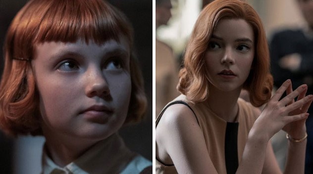 Young Beth and Grown up Beth in 'The Queen's Gambit'