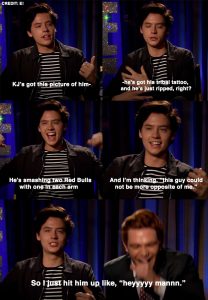 Cole interacting with KJ Apa