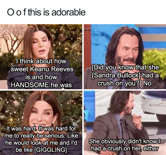 Keanu Reeves and Sandra Bullock in Ellen's Show