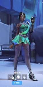 Symmetra's overwatch winter event figure skater skin