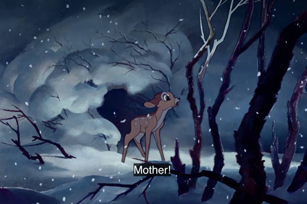 4. The Heart Wrenching Death of Bambi's Mom (Bambi - 1942) "Bambi" was a joyous movie showing Bambi and his mother living happily in the forest until a cruel hunter approached and shot the mother. Bambi kept running in the woods for some time as his mother ordered him to do so. But when he stopped running and couldn't find his mother anywhere behind, he called out for his mother but couldn't find her. He was standing alone in the snow and crying. This is also one of the most heartbreaking and depressing deaths in Disney film history.