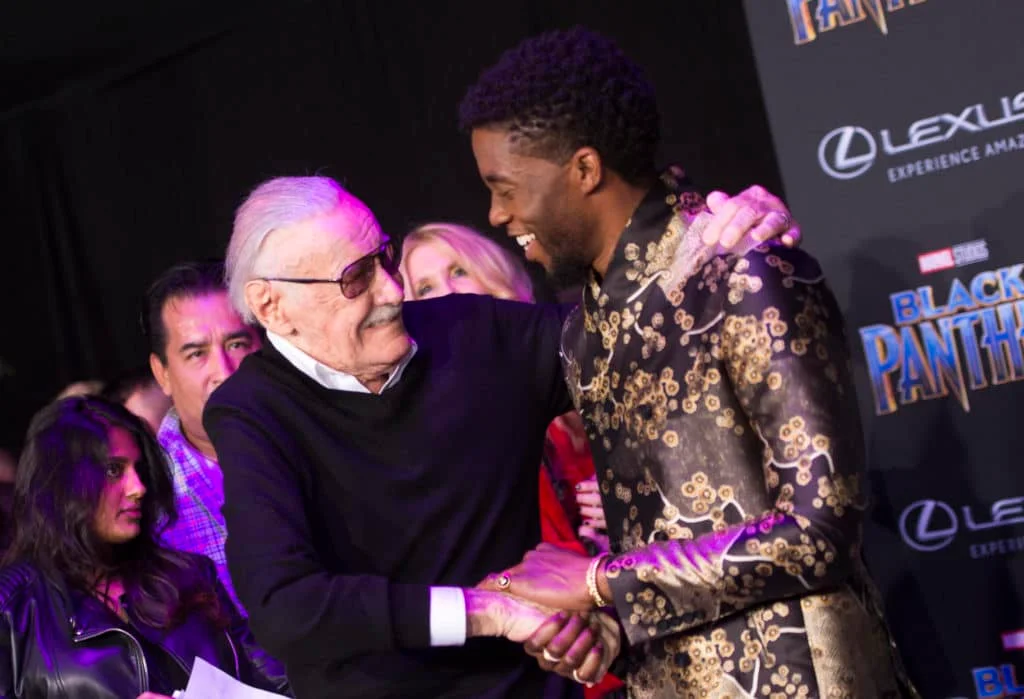 Stan Lee and Chadwick Boseman