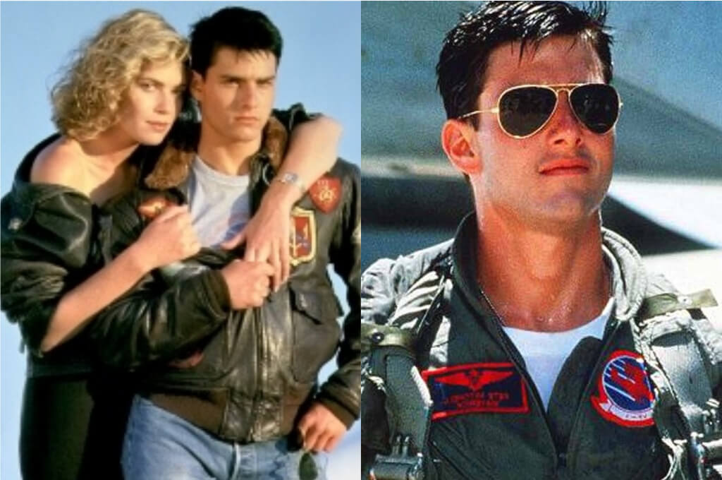 Tom Cruise in 1987 Top Gun with actress Kelly McGillis 