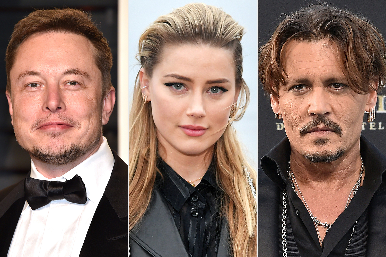 Elon Musk, Amber Heard and Johnny Depp 