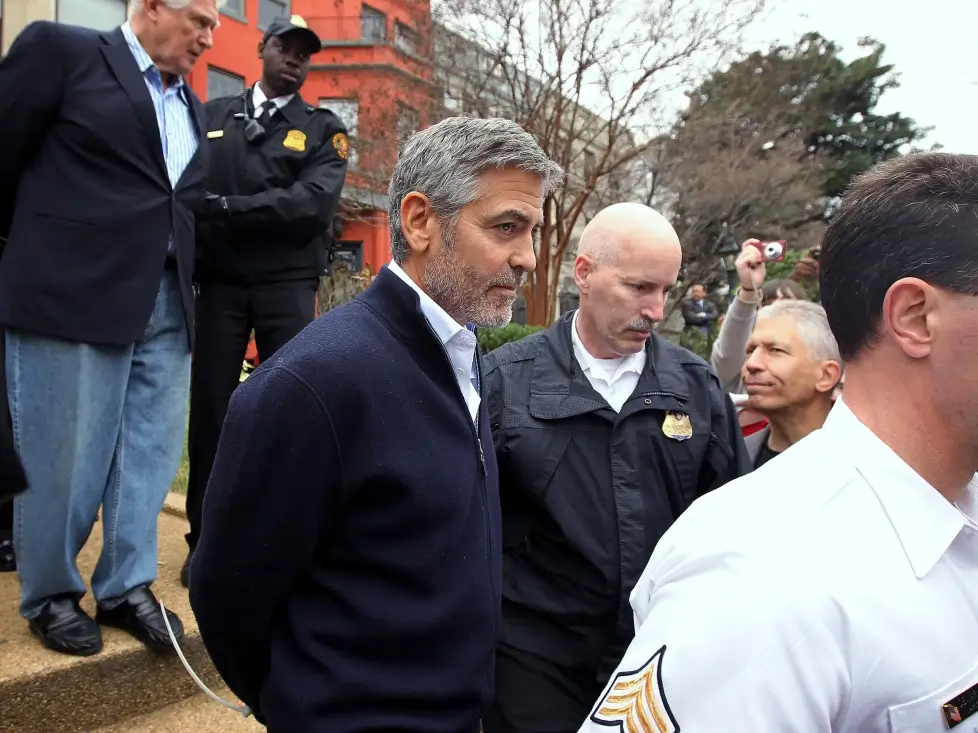 George Clooney - Sudanese Embassy Protest