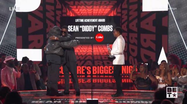 Kanye West presenting Lifetime Achievement Award to Sean Combs