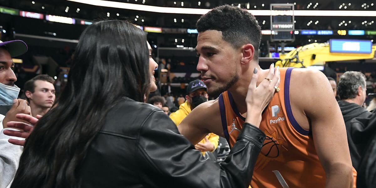 Kendall Jenner at Devin Booker's NBA game.