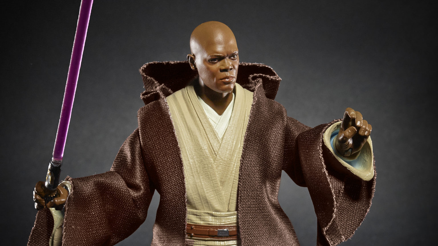 Mace Windu played by Samuel L Jackson.