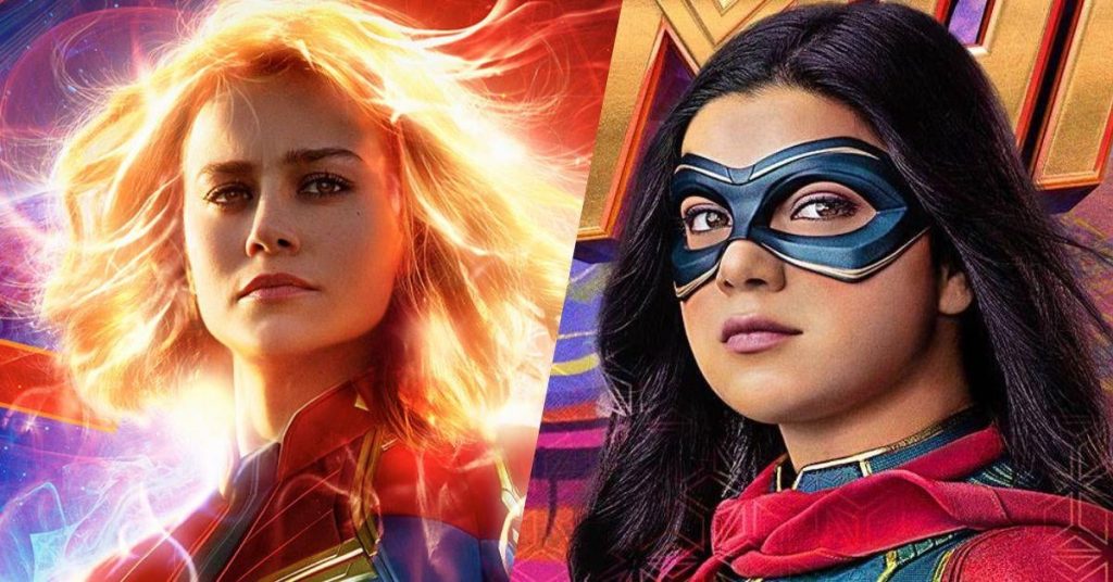 Captain Marvel (Brie Larson) and Ms. Marvel (Iman Vellani).