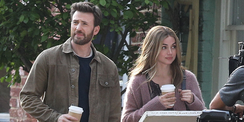 Chris Evans and Ana De Armas on 'Ghosted' set