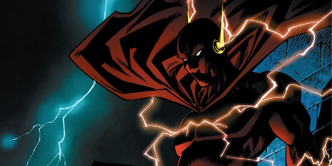 A comic panel showing the character of Night Flash.