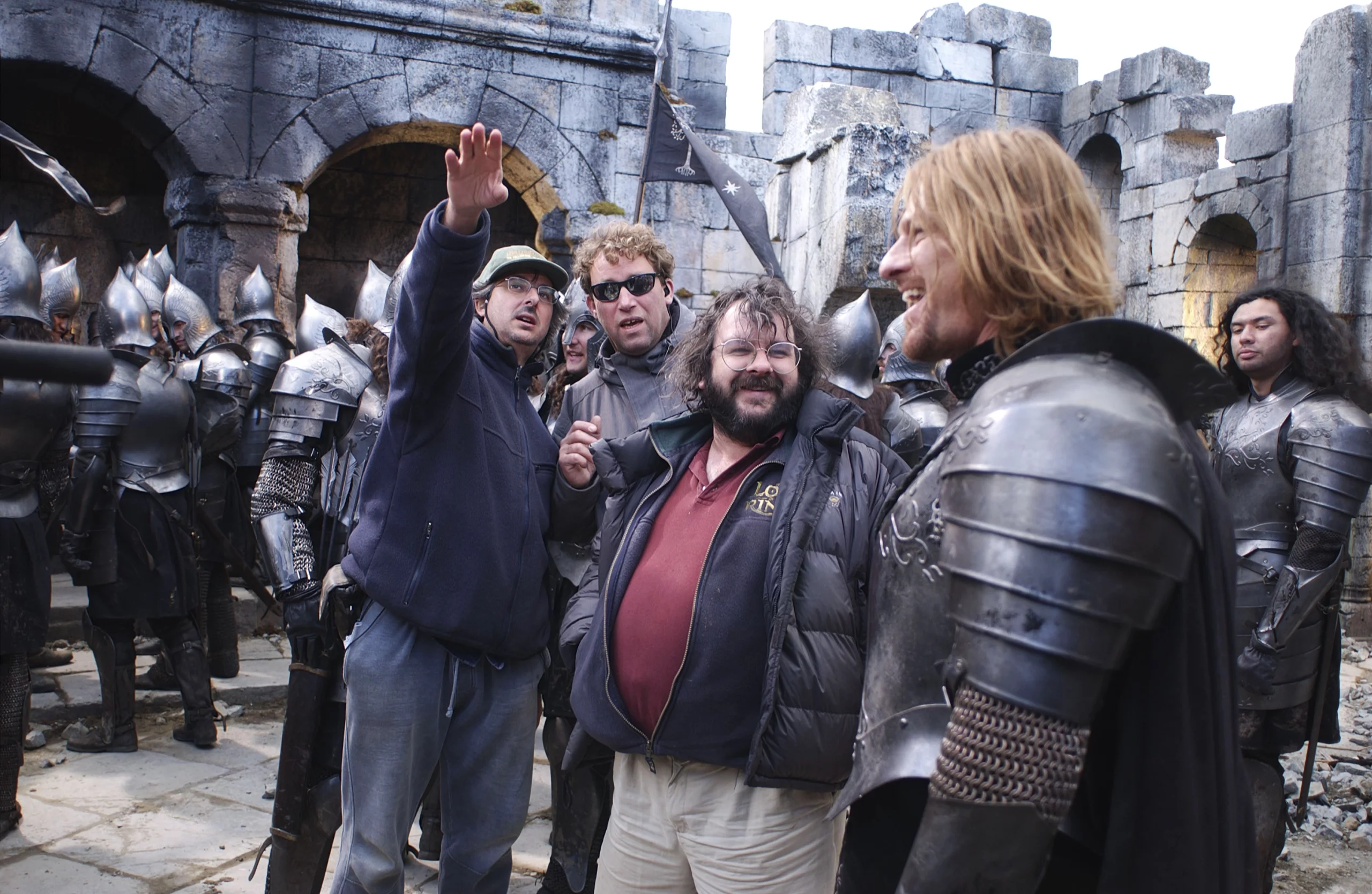 Peter Jackson on the set of The Lord of the Rings: The Two Towers (2002).